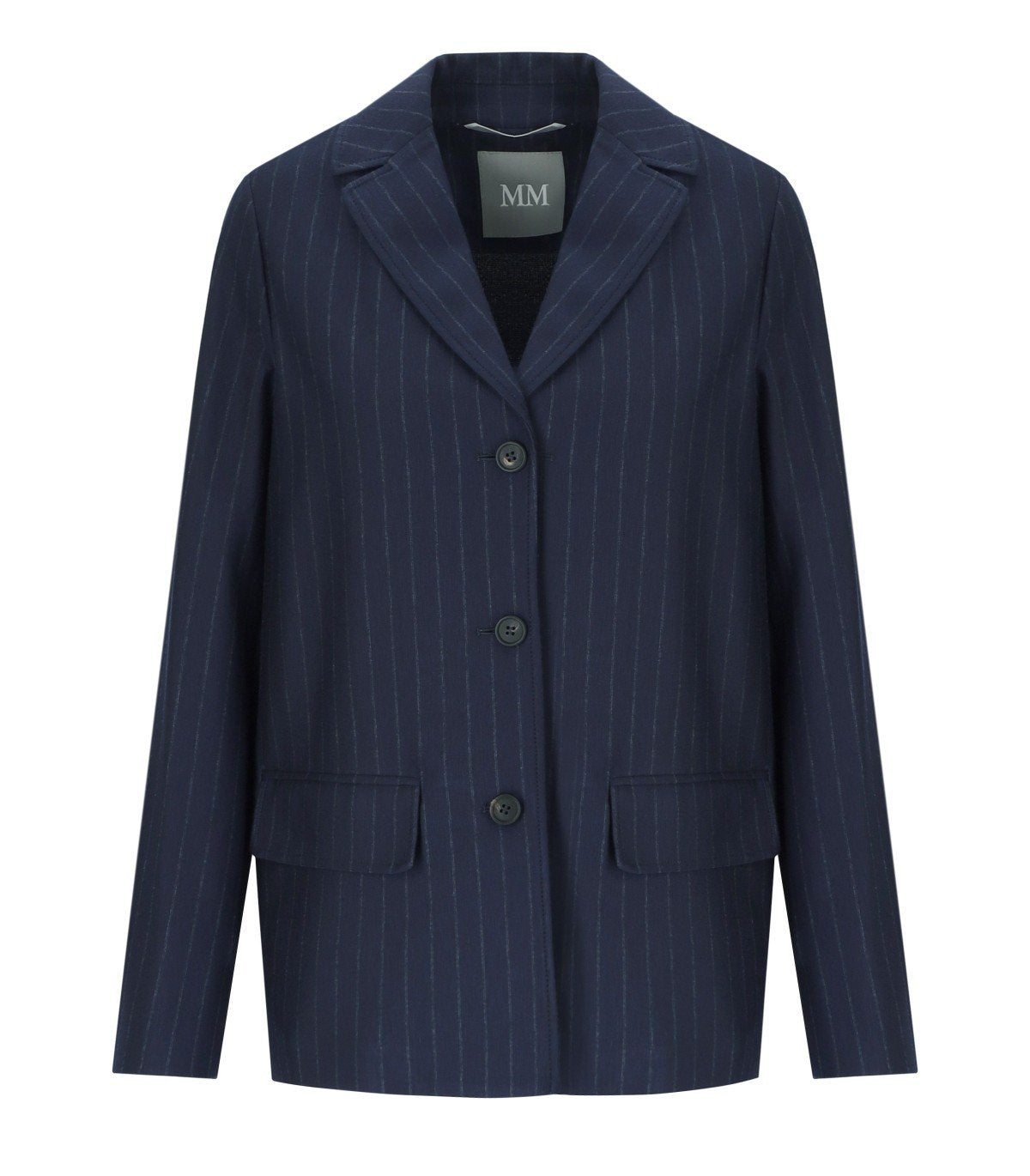 MM MAX MARA TODI NAVY BLUE SINGLE-BREASTED BLAZER