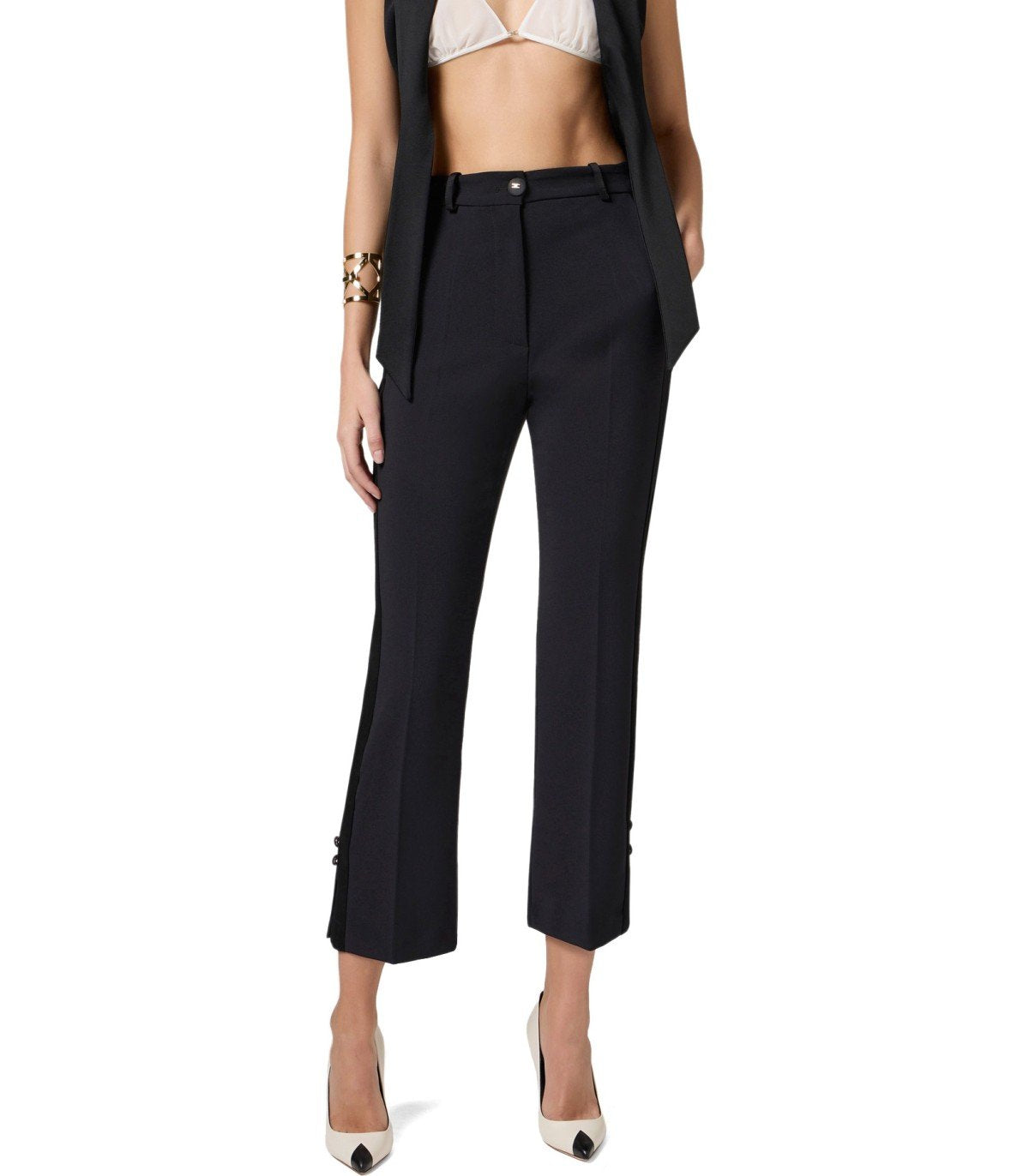 ELISABETTA FRANCHI BLACK SMOKING TROUSER