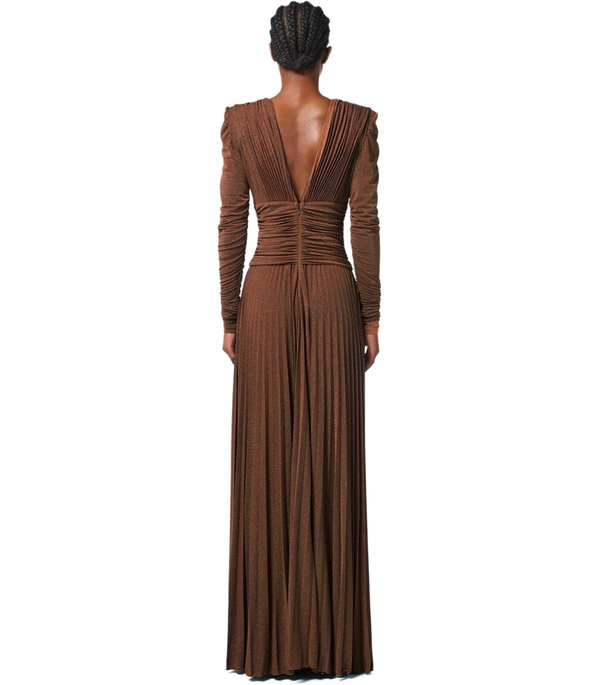 ELISABETTA FRANCHI RED CARPET BROWN SUGAR DRESS