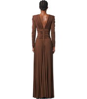 ELISABETTA FRANCHI RED CARPET BROWN SUGAR DRESS
