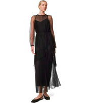 TWINSET SCHWARZ PLISSIERTES LANGES KLEID