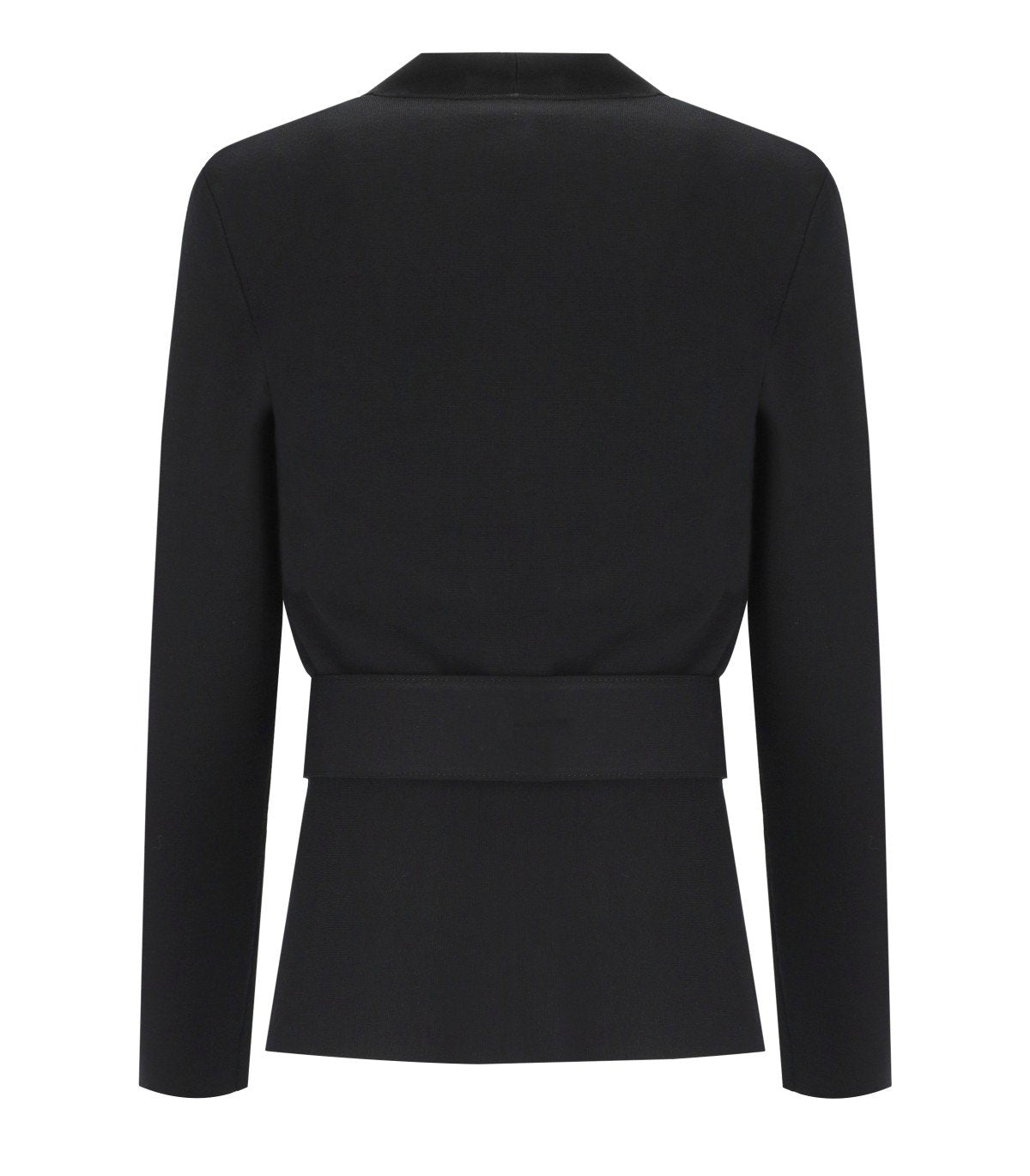ELISABETTA FRANCHI BLACK KNITTED JACKET WITH BELT