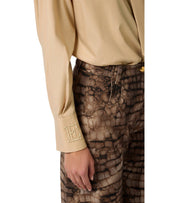 ELISABETTA FRANCHI CAMEL SHIRT WITH TIE