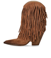 ELENA IACHI BRAUN TEXANER STIEFEL MIT FRANSEN