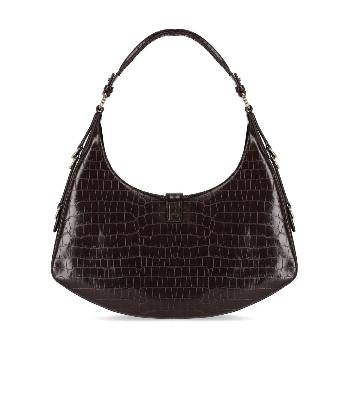 GANNI KAT SMALL CROCO CHOCOLATE FONDANT HOBO BAG