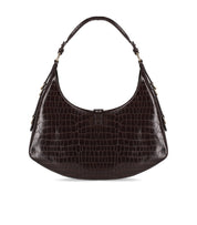 GANNI KAT SMALL CROCO CHOCOLATE FONDANT HOBO BAG