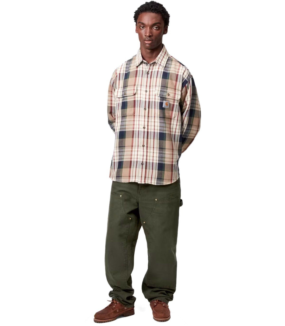CARHARTT WIP DOUBLE KNEE OLIVE GREEN PANTS