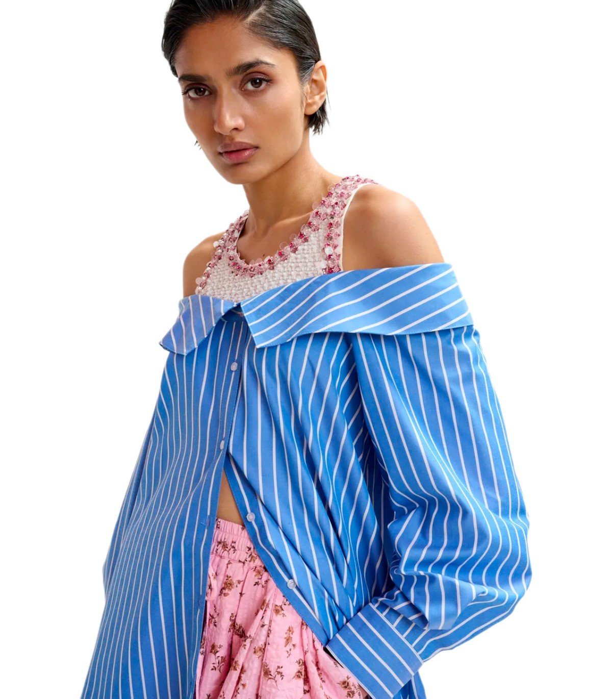 ESSENTIEL ANTWERP JORI LIGHT BLUE SHIRT DRESS