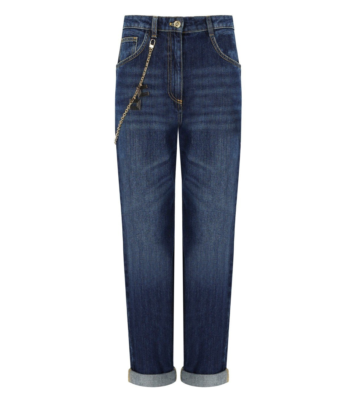 ELISABETTA FRANCHI BLUE JEANS WITH CHAIN