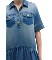 GANNI BLAUES DENIM HEMDKLEID