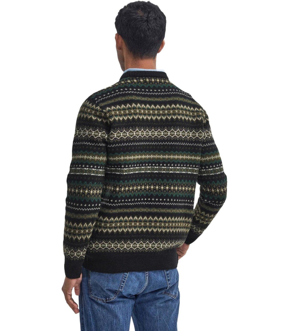 BARBOUR CASE FAIRISLE SCHWARZ GRÜN RUNDHALSPULLOVER