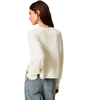 MAGLIONE CON DETTAGLI IN PIZZO BIANCO TWINSET