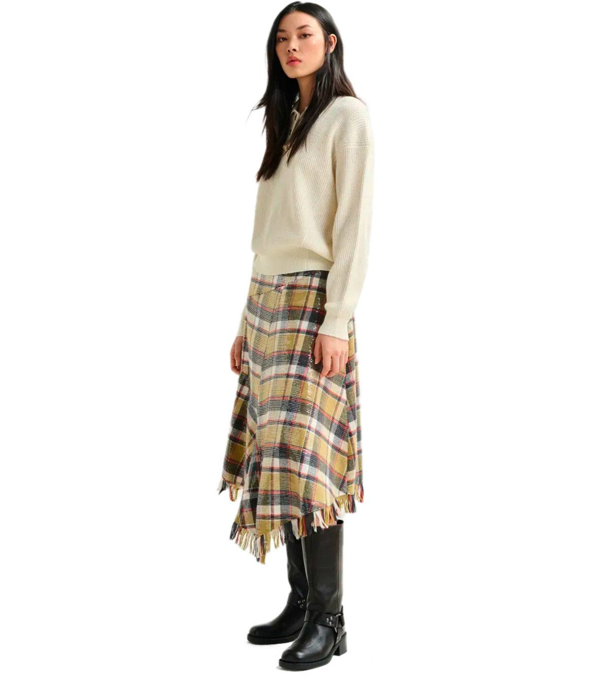 GONNA MIDI IPLAID BEIGE ESSENTIEL ANTWERP