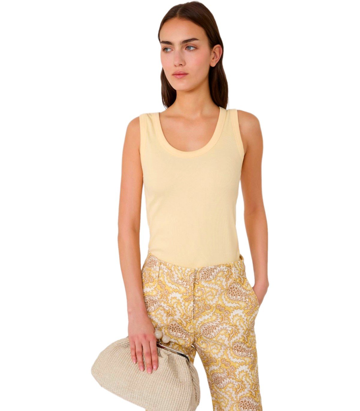 MAX MARA WEEKEND MULTIC YELLOW RIBBED TOP