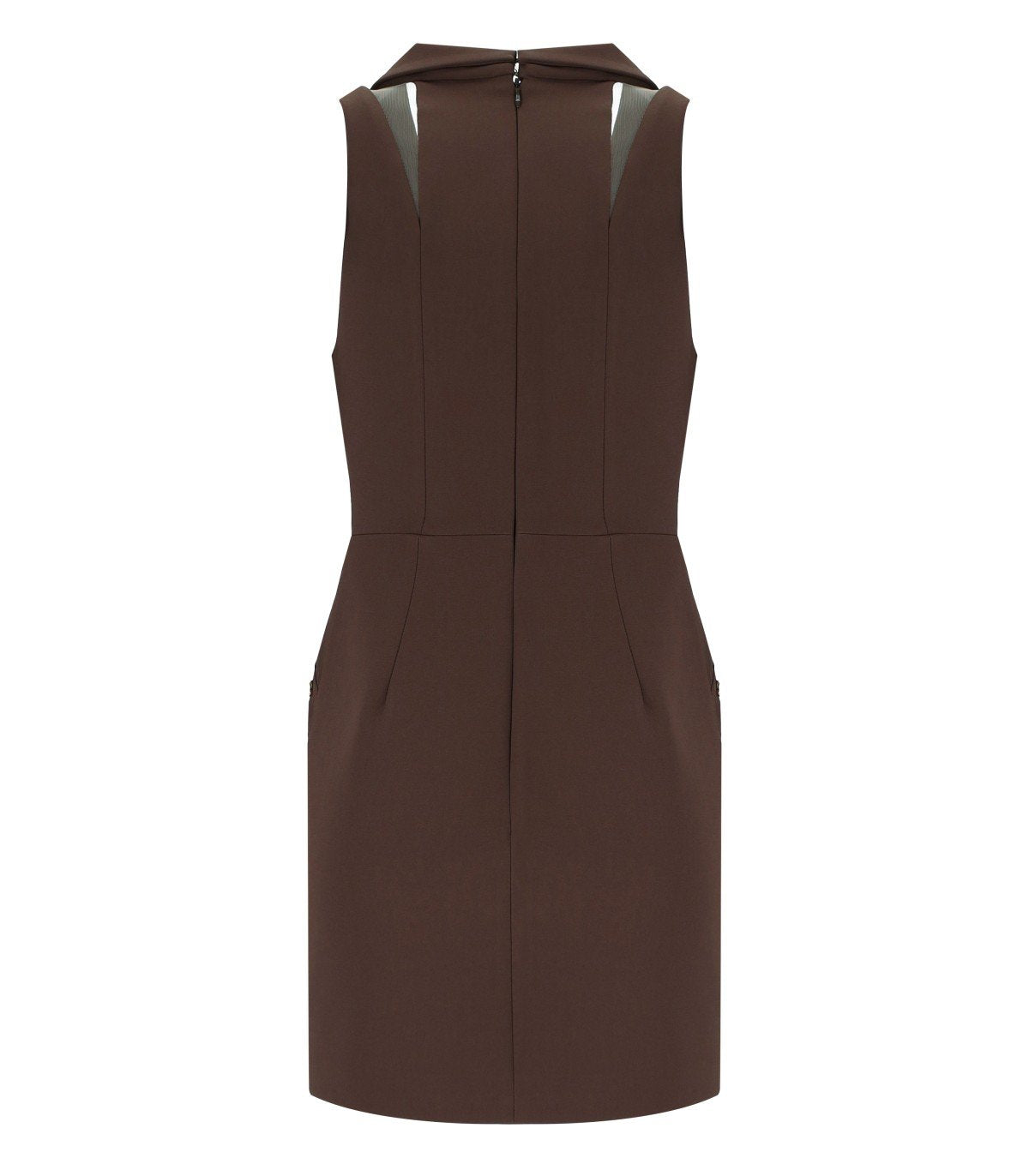 ELISABETTA FRANCHI COFFEE CUT-OUT DRESS