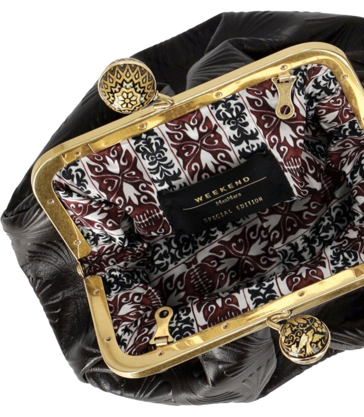 MAX MARA WEEKEND PASTICCINO SPANISH HERITAGE SMALL BRUIN CLUTCH