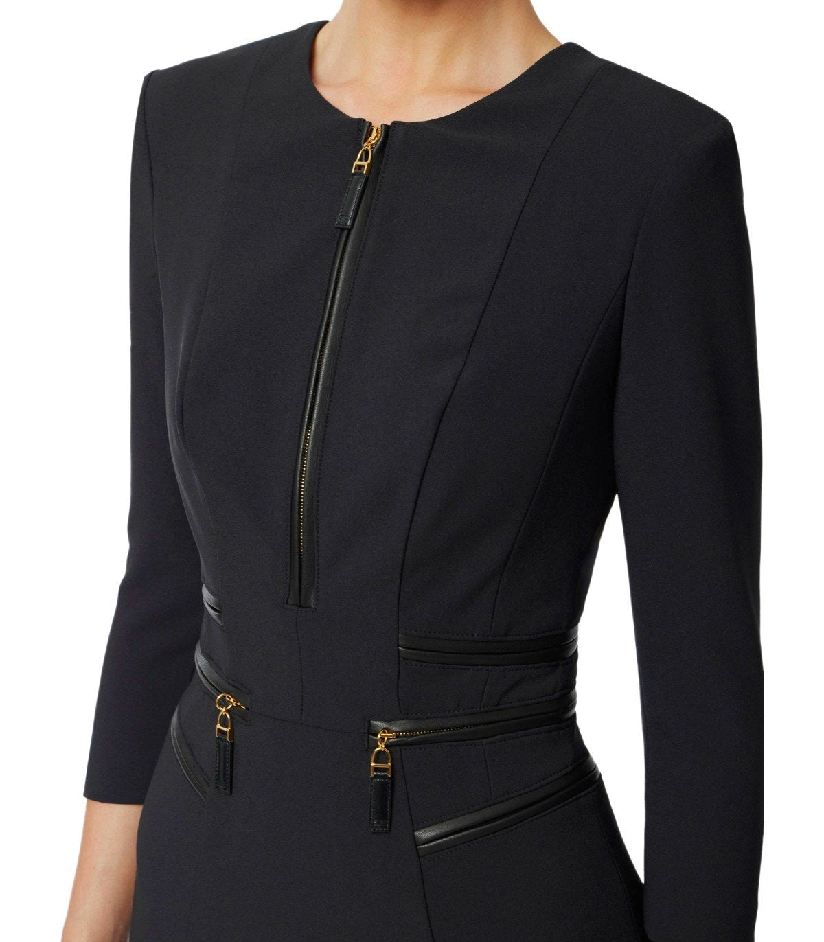 ELISABETTA FRANCHI BLACK ZIPPED DRESS