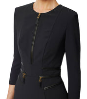 ELISABETTA FRANCHI BLACK ZIPPED DRESS