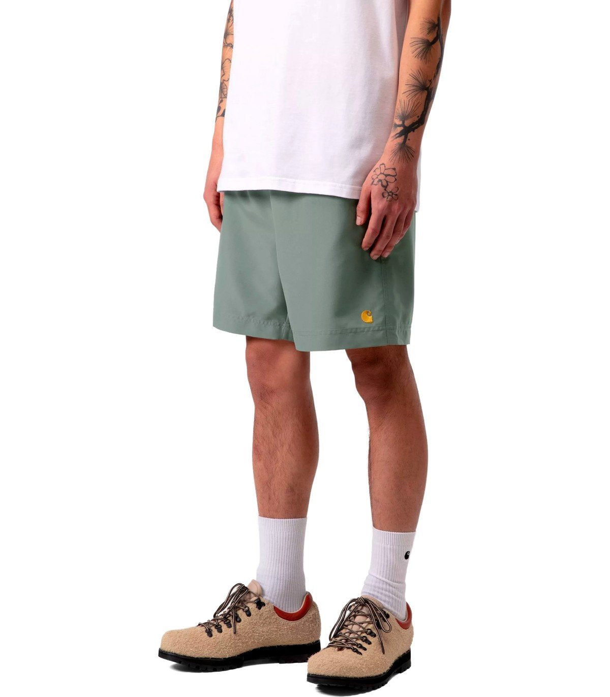 CARHARTT WIP CHASE GREEN SWIM TRUNKS