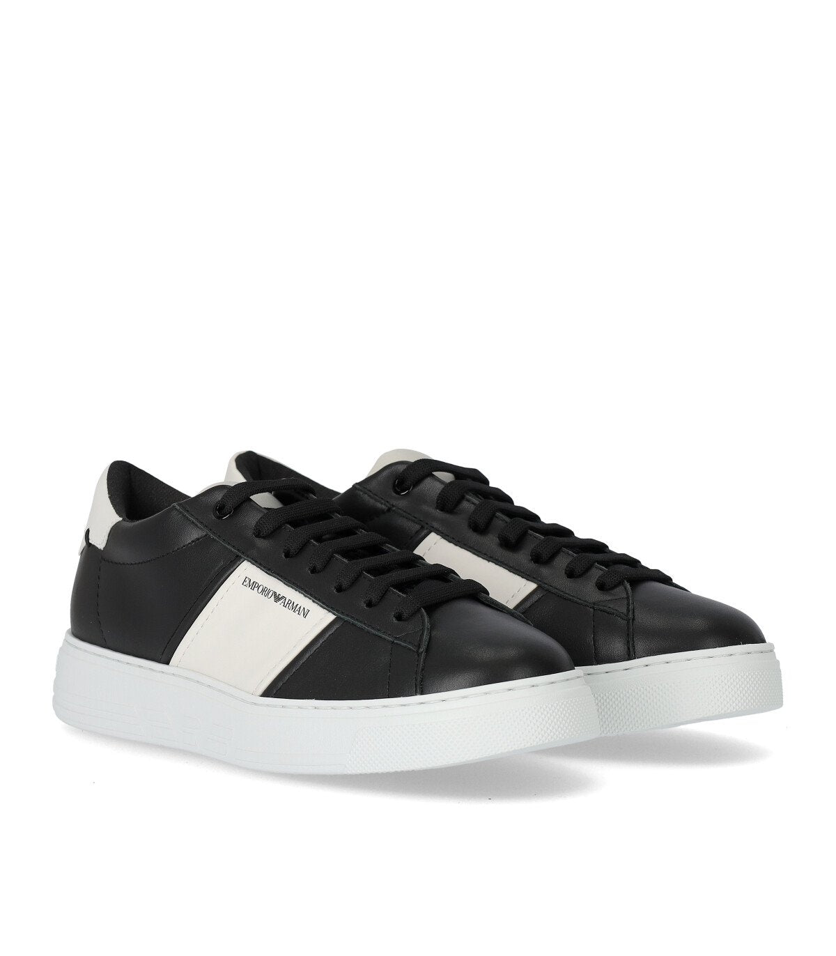 EMPORIO ARMANI BLACK WHITE SNEAKER WITH LOGO