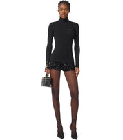 ELISABETTAFRANCHI BLACK RIBBED TURTLENECK SWEATER
