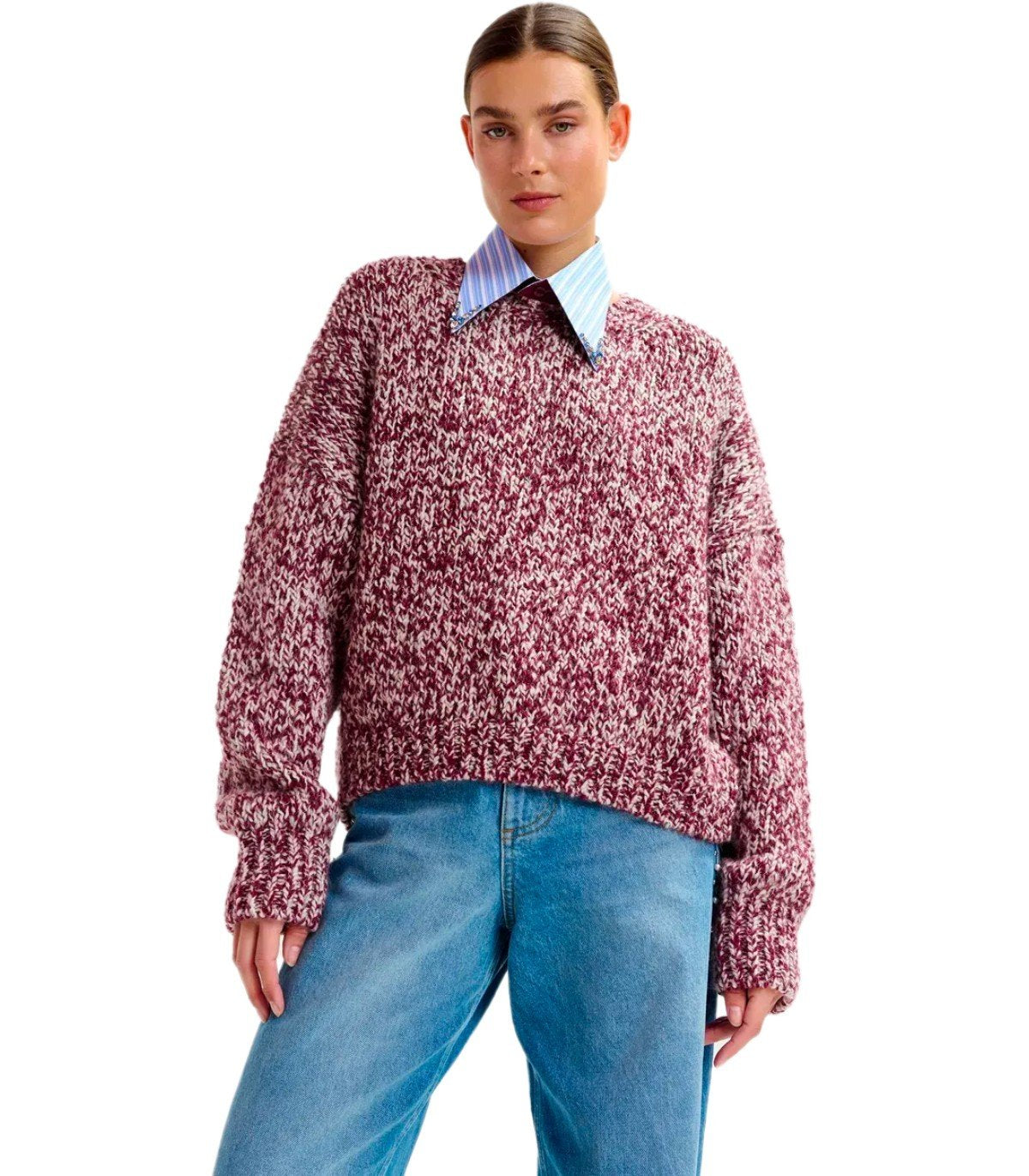 ESSENTIEL ANTWERP IZURA BURGUNDY CREWNECK SWEATER