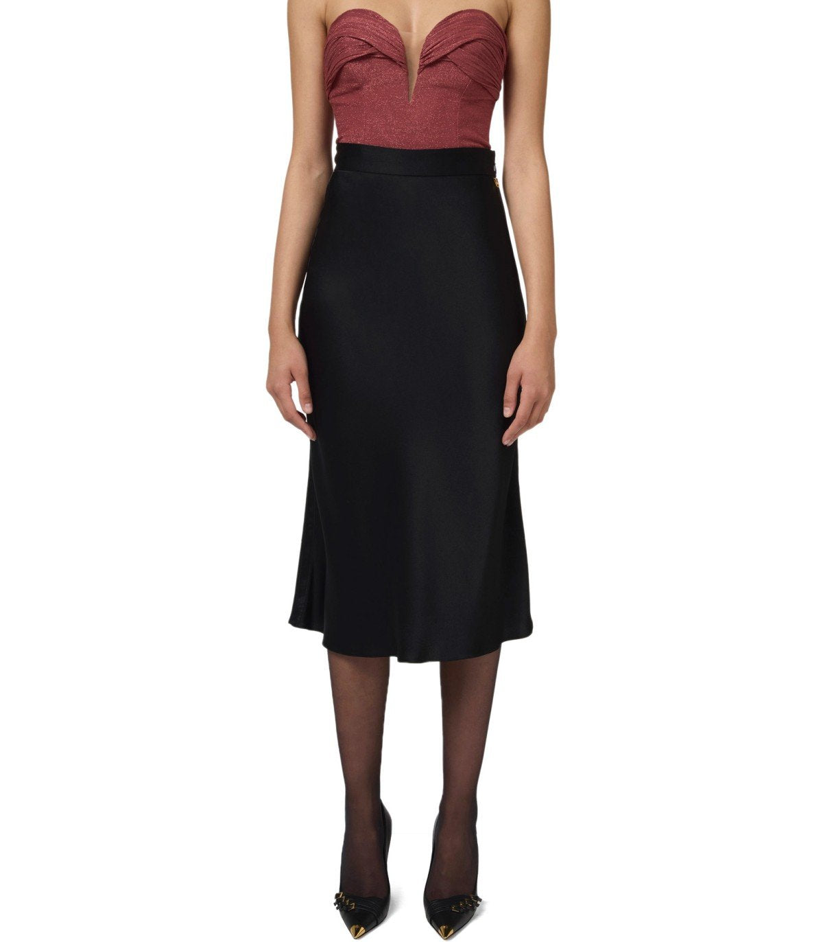 ELISABETTA FRANCHI BLACK MIDI SKIRT