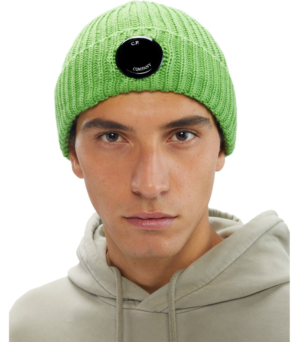 C.P. COMPANY GREEN RIBBED BEANIE