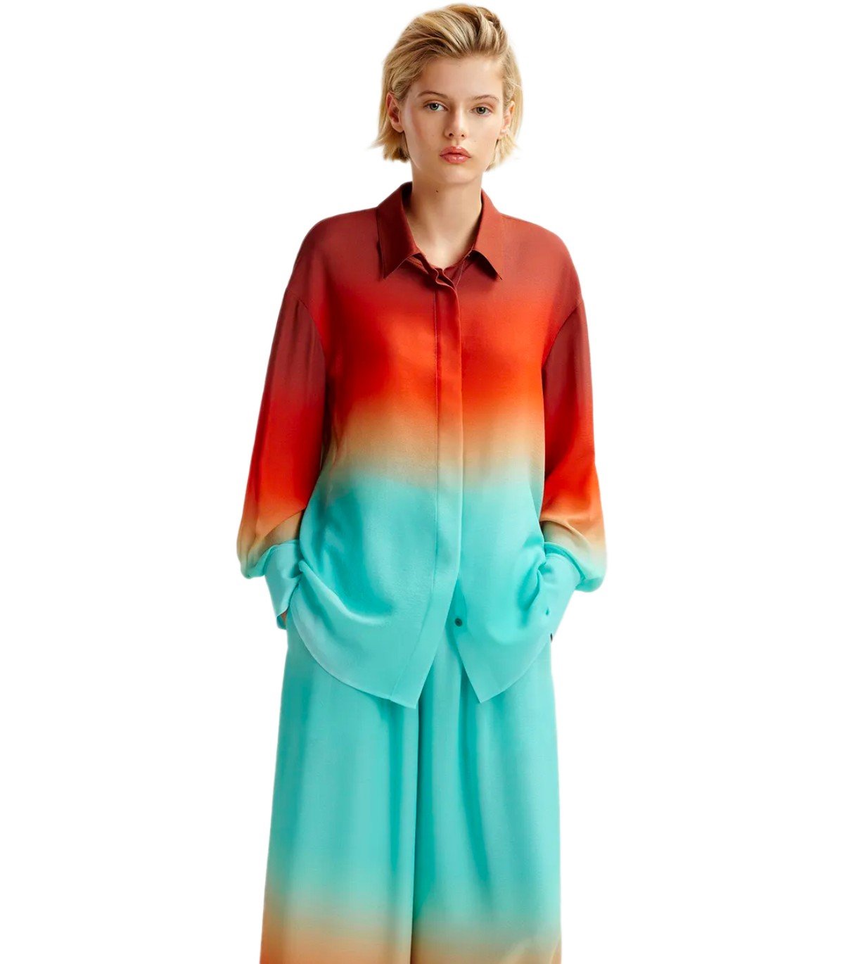 CAMICIA HEDEN TIE DYE ARANCIONE ESSENTIEL ANTWERP