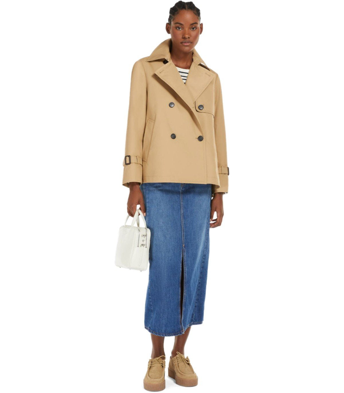 MAX MARA WEEKEND BIGLIA BEIGE SHIRT TRENCH COAT