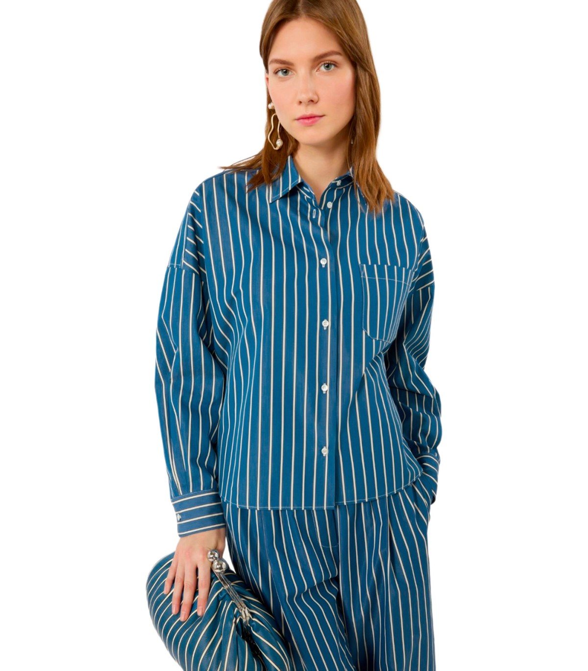 CAMICIA ONORE A RIGHE BIANCO BLU MAX MARA WEEKEND