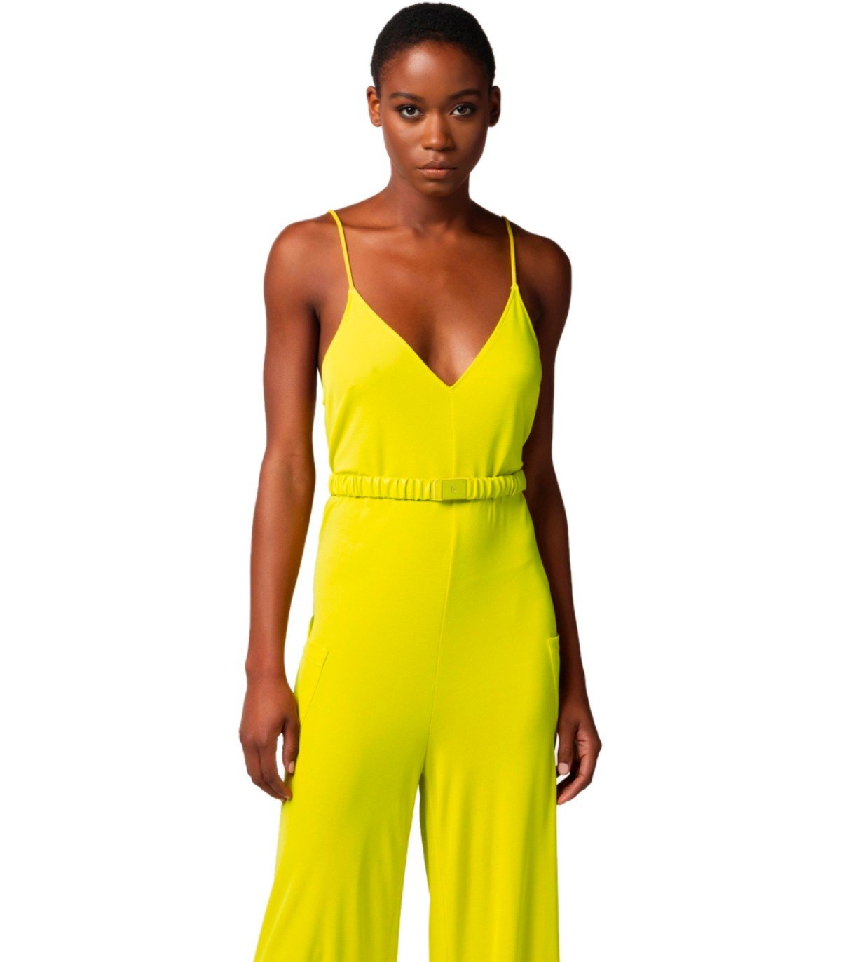 セットアップ ELISABETTA FRANCHI Women Suits LAB75951E2DJ4 Yellow ELISABETTA FRANCHI CEDAR BELTED JUMPSUIT – FerrarisBoutique