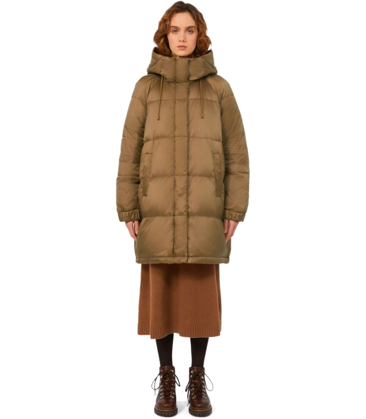 MAX MARA WEEKEND ANFORA BROWN HOODED DOWN JACKET