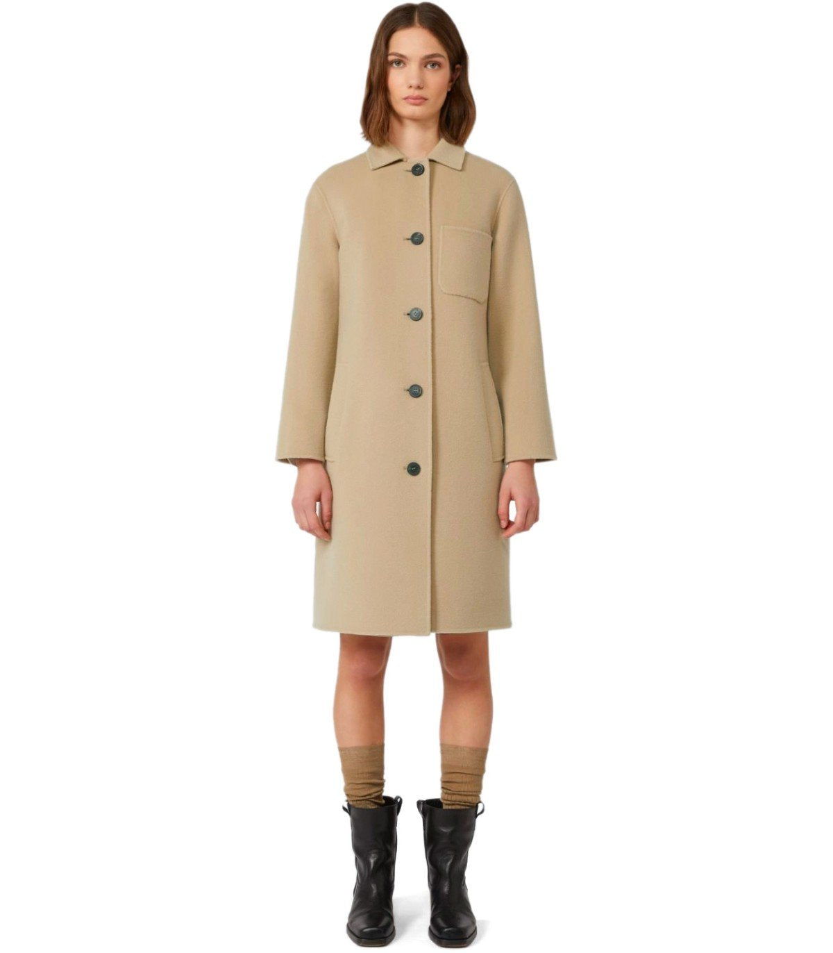 MAX MARA WEEKEND ZENONE BEIGE SINGLE-BREASTED COAT