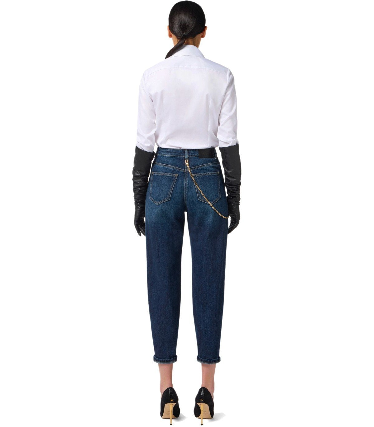 ELISABETTA FRANCHI BLUE JEANS WITH CHAIN