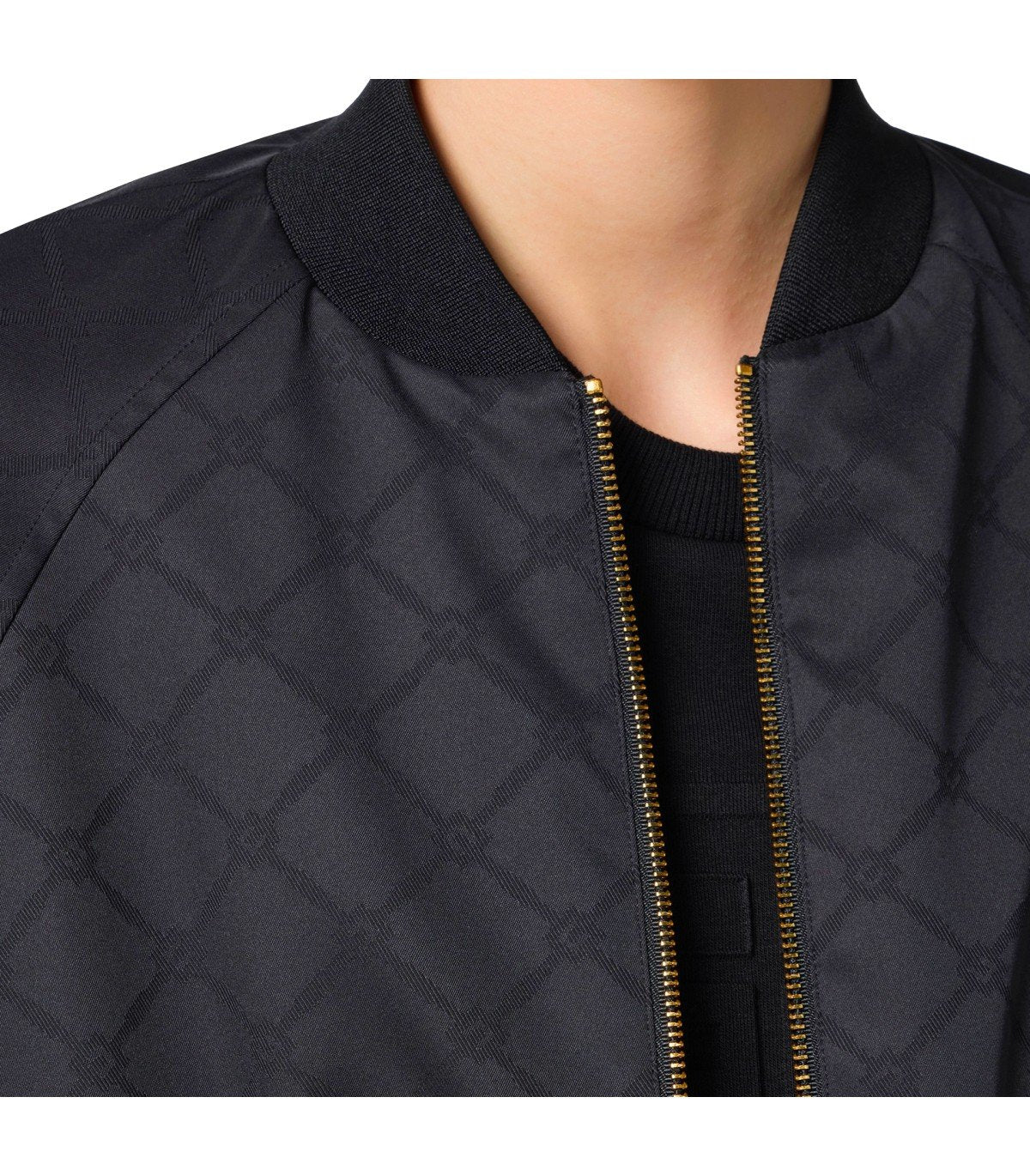 ELISABETTA FRANCHI BLACK JACQUARD BOMBER JACKET