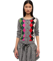 GANNI GREY DIAMOND CARDIGAN