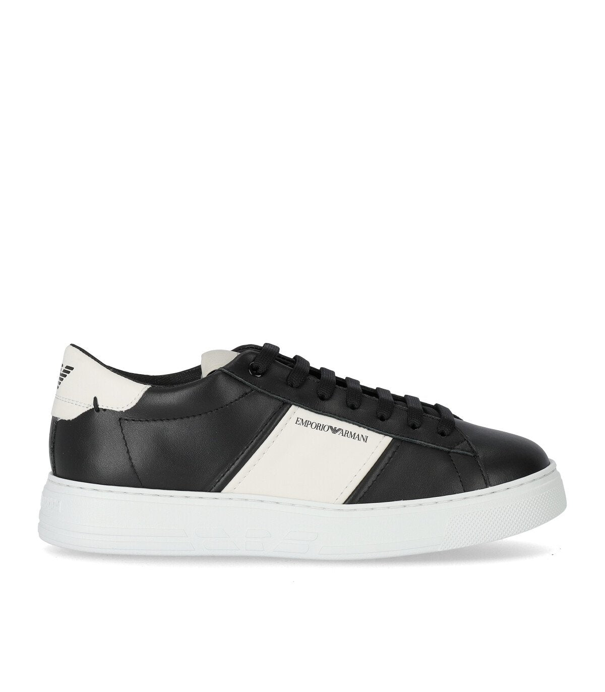 EMPORIO ARMANI BLACK WHITE SNEAKER WITH LOGO