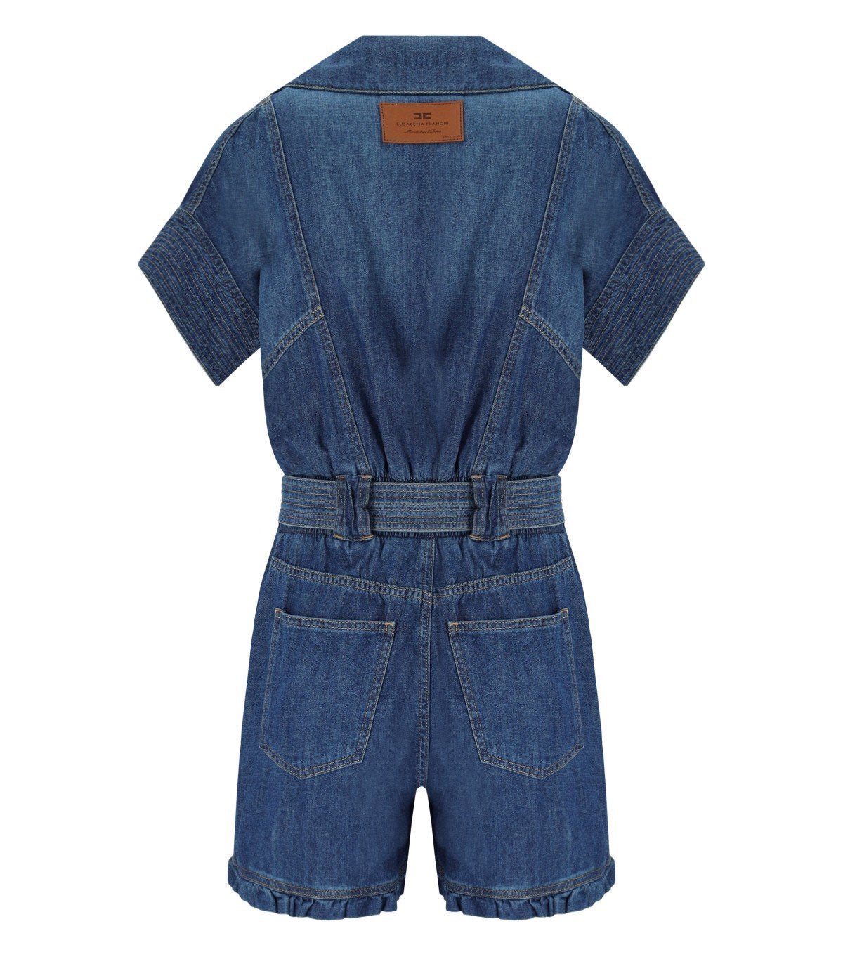 ELISABETTA FRANCHI BLUE DENIM SHORT JUMPSUIT