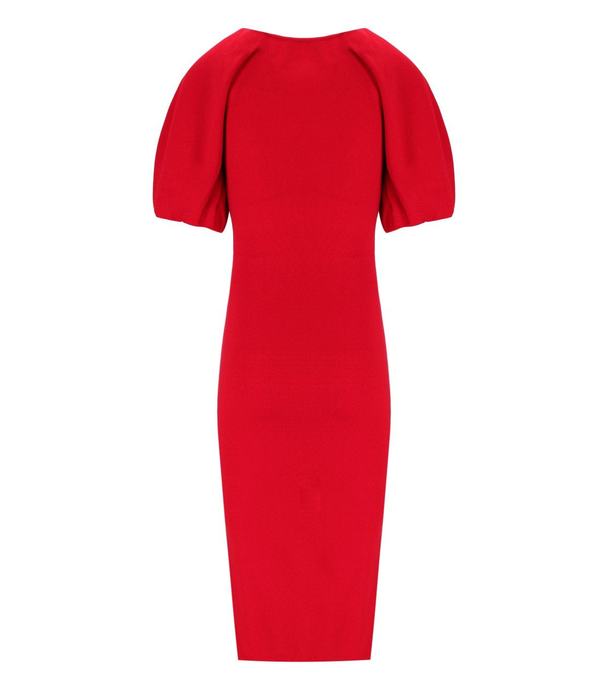 ELISABETTA FRANCHI RED PASSION KNITTED MIDI DRESS 