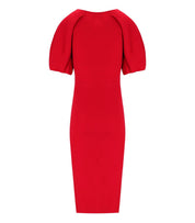 ELISABETTA FRANCHI RED PASSION KNITTED MIDI DRESS 