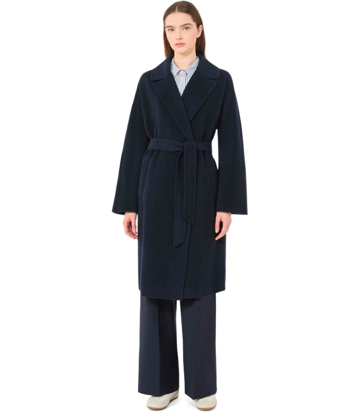 MAX MARA WEEKEND CIVADA BLAUER MANTEL MIT GÜRTEL