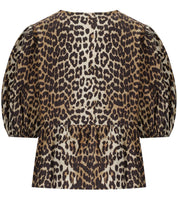 GANNI PEPLUM BLUSE MIT ANIMALDRUCK