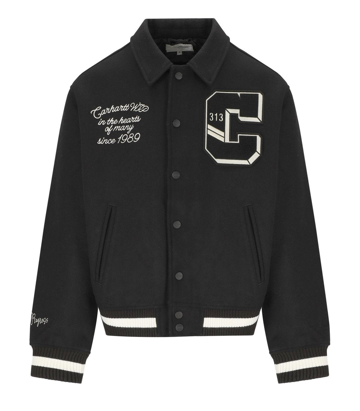 CARHARTT WIP WORLD CLASS BLACK VARSITY JACKET