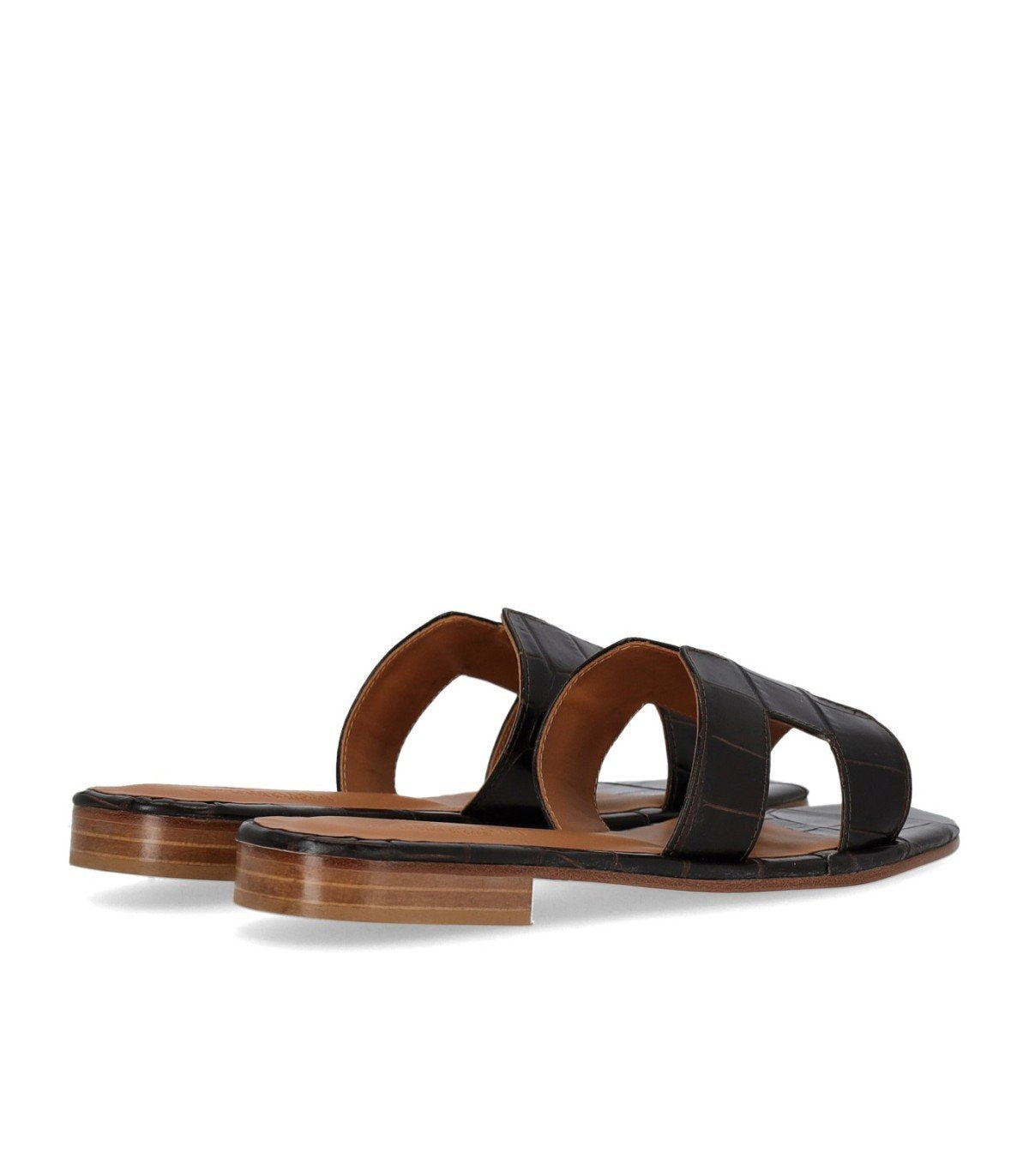 PAOLO FERRARA KROKO-PRINT BRAUNE SANDALE