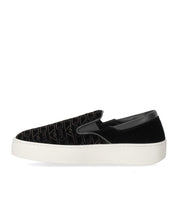 EMPORIO ARMANI BLACK MONOGRAM SLIP-ON SNEAKER