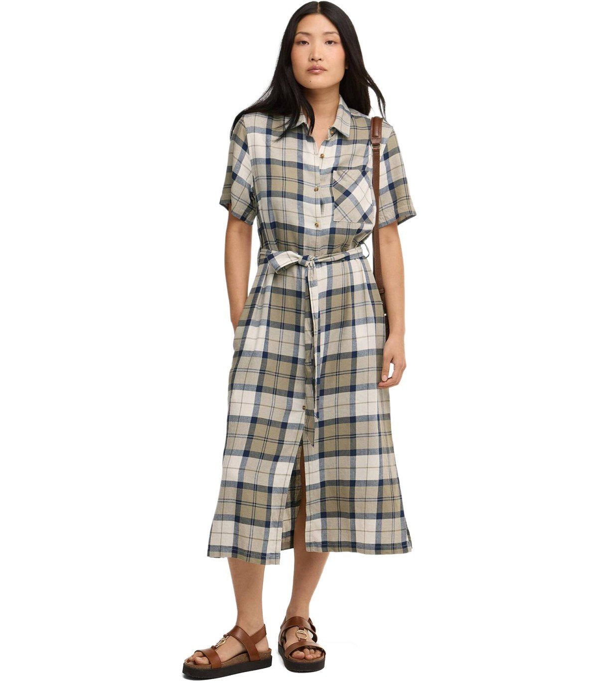 BARBOUR FERN TARTAN BLAUWE MIDI JURK