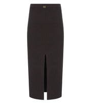 TWINSET CHOCOLATE KNITTED MIDI SKIRT