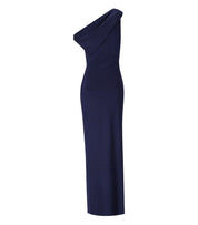 ELISABETTA FRANCHI RED CARPET OLTREMARE ASYMMETRIC DRESS