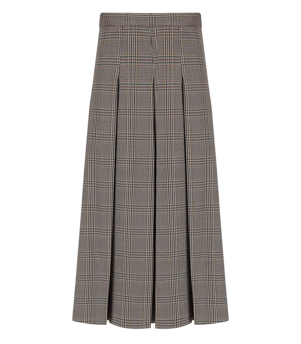 K.K. BEIGE CHECK MIDI SKIRT